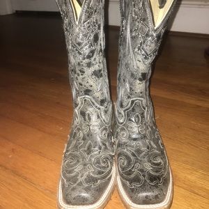 Corral black inlay cowgirl boots square toes